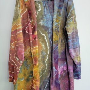 XXL Hooded Cardigan, Earthy Rainbow Geode