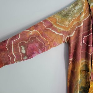 XXL Hooded Cardigan, Earthy Rainbow Geode