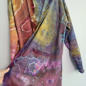 XXL Hooded Cardigan, Earthy Rainbow Geode