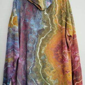 XXL Hooded Cardigan, Earthy Rainbow Geode