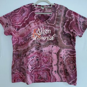 3XL V-neck T-shirt, Align & Flourish Black Cherry Geode