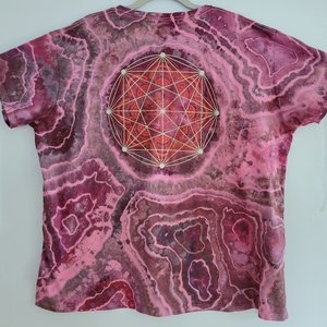 3XL V-neck T-shirt, Align & Flourish Black Cherry Geode