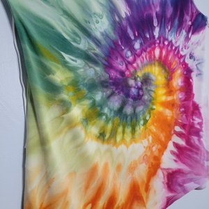 M Button Back Rayon Tank, Rainbow Spiral