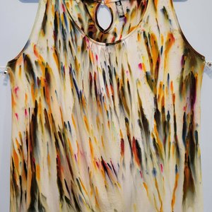 XL Button Back Rayon Tank, Rainbow Sprinkles