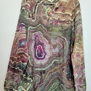 XL Tall Thermal Henley, Greens & Purples