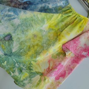 S Linen Flutter Sleeve Top, Rainbow Garden