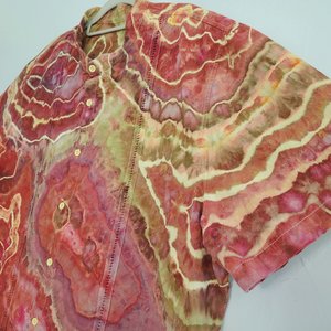 XXL Linen Blend Cuban Shirt, Red Jasper