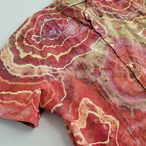 XXL Linen Blend Cuban Shirt, Red Jasper