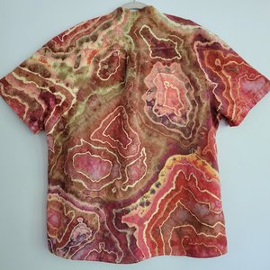 XXL Linen Blend Cuban Shirt, Red Jasper