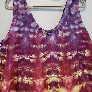 XL A-Line Hi-Lo Rayon Tank Dress, Rainbow Tiger
