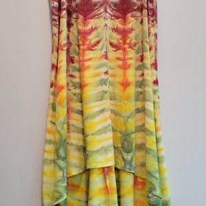 XL A-Line Hi-Lo Rayon Tank Dress, Rainbow Tiger