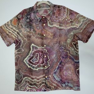 L Cuban Shirt, Purple & Brown Geode
