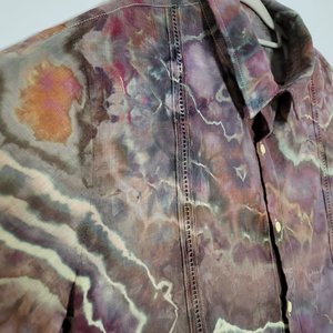 L Cuban Shirt, Purple & Brown Geode