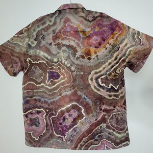 L Cuban Shirt, Purple & Brown Geode