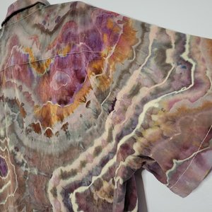 L Cuban Shirt, Purple & Brown Geode