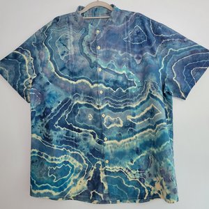 XXL Cuban Shirt, Cool Water Geode