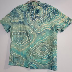 XL Cuban Shirt w/Pocket, Sea Geode
