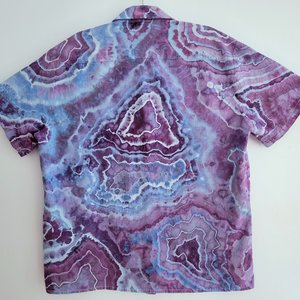 L Cuban Shirt, Periwinkle & Purple Geode