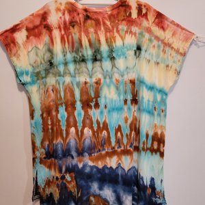 2XL Rayon V-Neck Top, Adobe & Desert Green