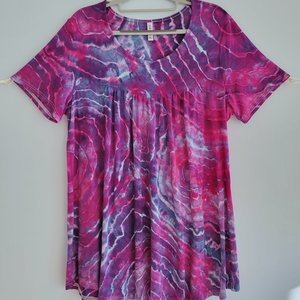 XL Rayon Swing Shirt, Fuchsia Geode