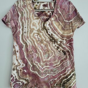 S V-neck T-shirt, Rose Brown Geode