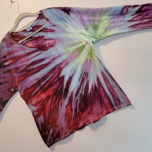 3XL Women's V-Neck Long Sleeve, Periwinkle Explosion 