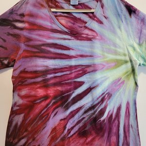 3XL Women's V-Neck Long Sleeve, Periwinkle Explosion 