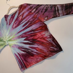 3XL Women's V-Neck Long Sleeve, Periwinkle Explosion 
