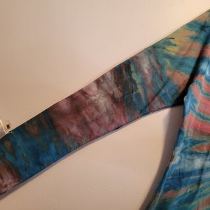 M Women's V-neck Long Sleeve T, Flamingo Burst