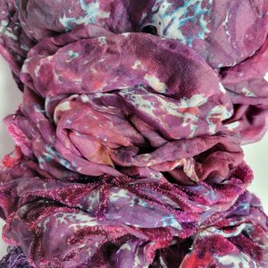 Scarf, Voided Velvet, Plum Leopard Vine