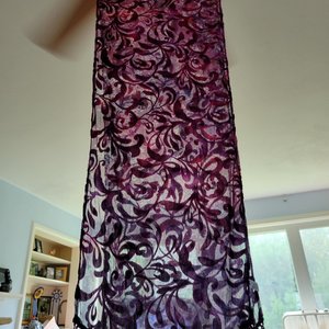 Scarf, Voided Velvet, Plum Leopard Vine