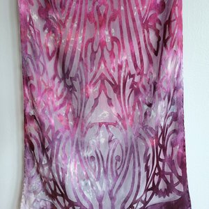 Scarf, Rayon/Silk Voided Satin, Plum Jaguar