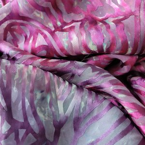 Scarf, Rayon/Silk Voided Satin, Plum Jaguar