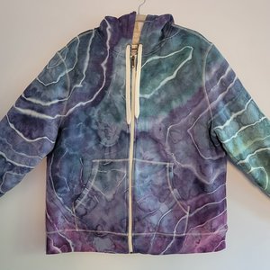 XL Zip-Up Sherpa Lined Hoodie, Periwinkle Geode