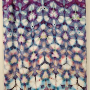 Shawl, Bamboo Rayon, Strawberry Skies Shibori