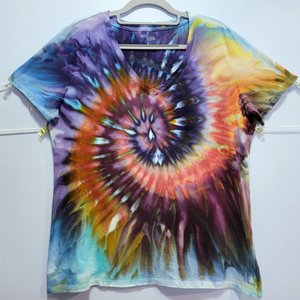 L Women's V-neck T-shirt, Fall Spiral