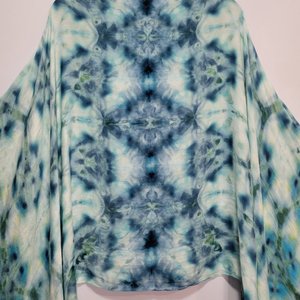 Shawl, Bamboo Rayon, Teal Shibori