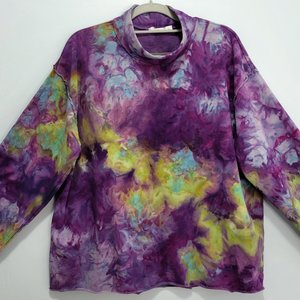 L Mock Neck French Terry, Purple & Wasabi