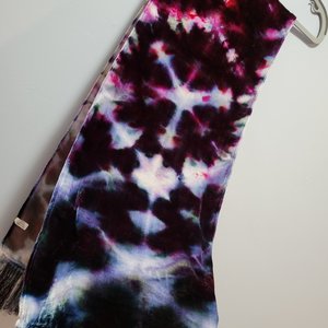 Scarf, Silk & Rayon Velvet, Dusty Purple Shibori