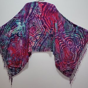 Shawl, Rayon, Purple, Teal, & Pink Geode