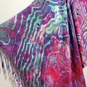 Shawl, Rayon, Purple, Teal, & Pink Geode