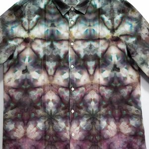 XXL Long Sleeve Cuban Shirt, Stormy Shibori