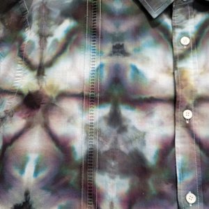 XXL Long Sleeve Cuban Shirt, Stormy Shibori