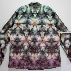 XXL Long Sleeve Cuban Shirt, Stormy Shibori