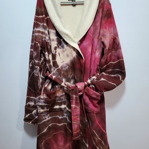 XXL Plush Lined Robe, Port Wine Geode