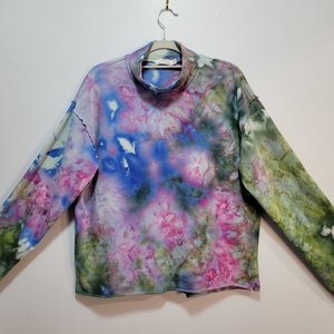 M Mock Neck French Terry, Hydrangea Garden