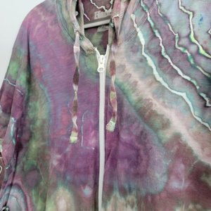 XL Zip-Up T-shirt Hoodie, Green & Purple Geode