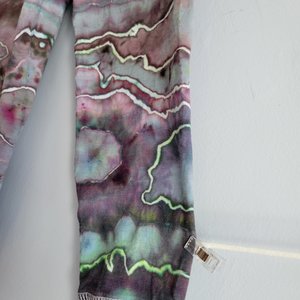 XL Zip-Up T-shirt Hoodie, Green & Purple Geode