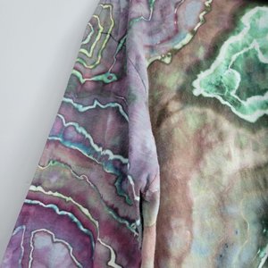 XL Zip-Up T-shirt Hoodie, Green & Purple Geode