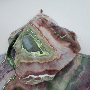 XL Zip-Up T-shirt Hoodie, Green & Purple Geode